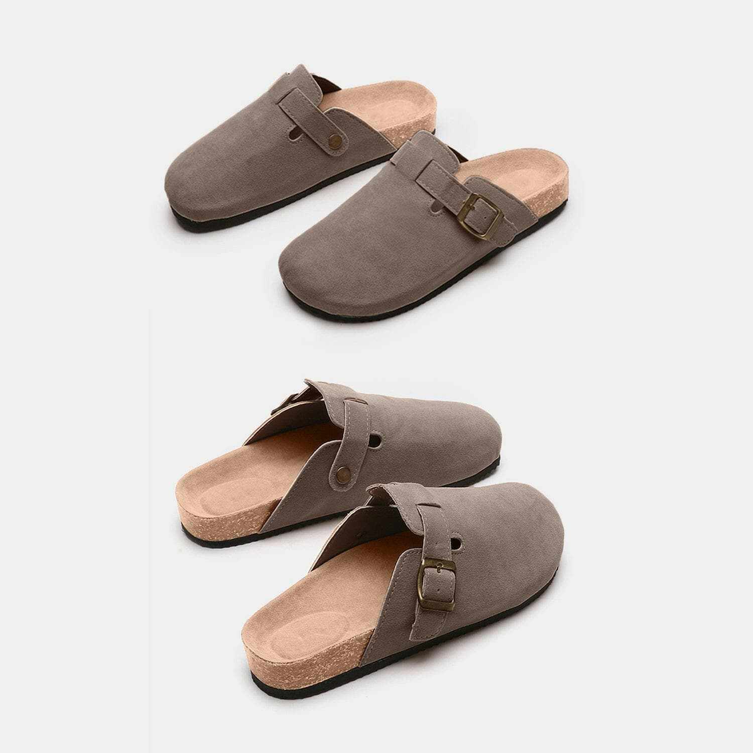 Chic suede closed-toe buckle sandals - Love Salve